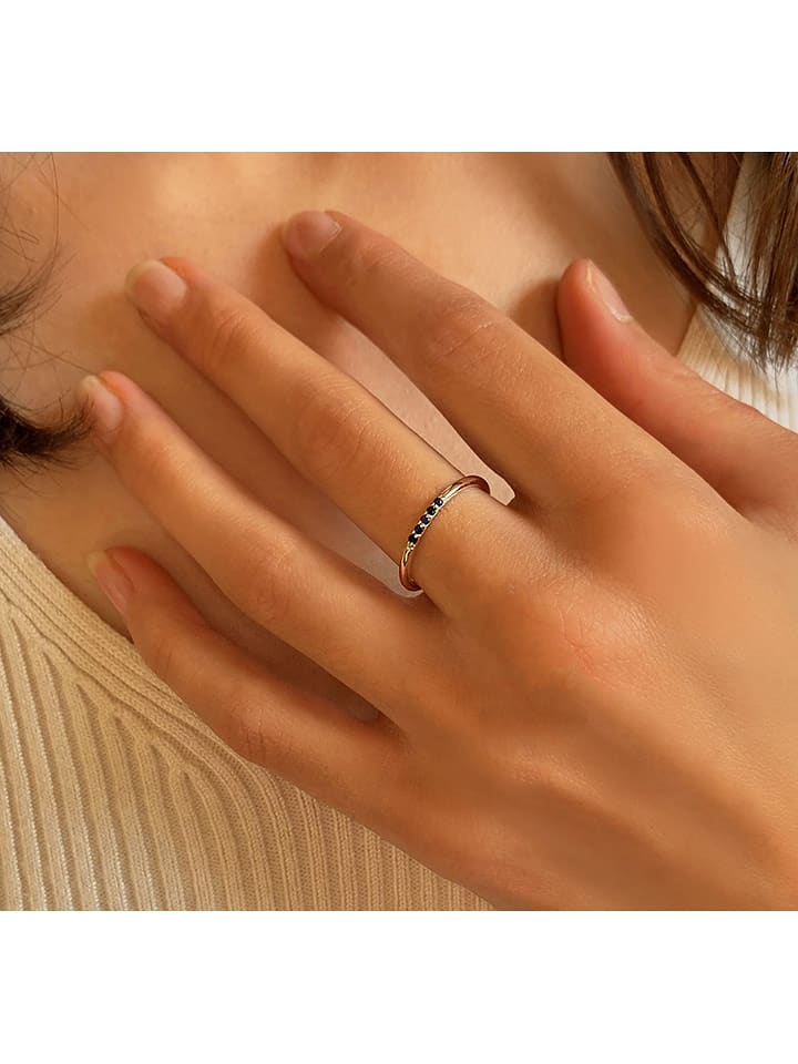 Les Petites Précieuses Srebrny pierścionek z szafirem rozmiar: 54