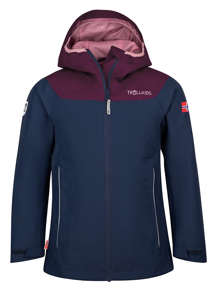 Trollkids Kurtka przeciwdeszczowa "Bergen" w kolorze granatowym rozmiar: 92