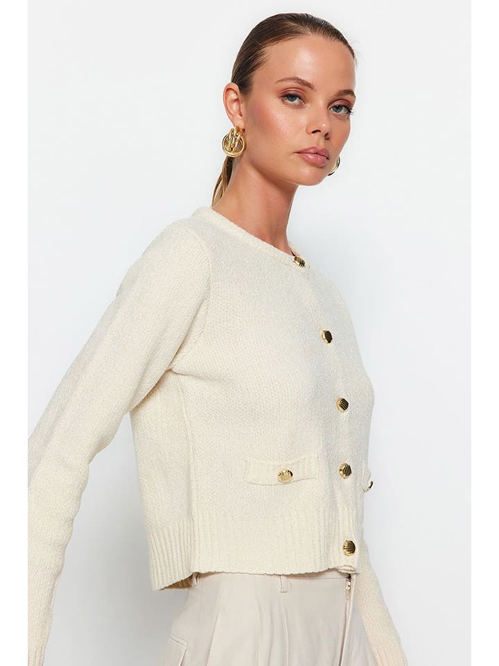 trendyol Kardigan w kolorze beżowym rozmiar: M