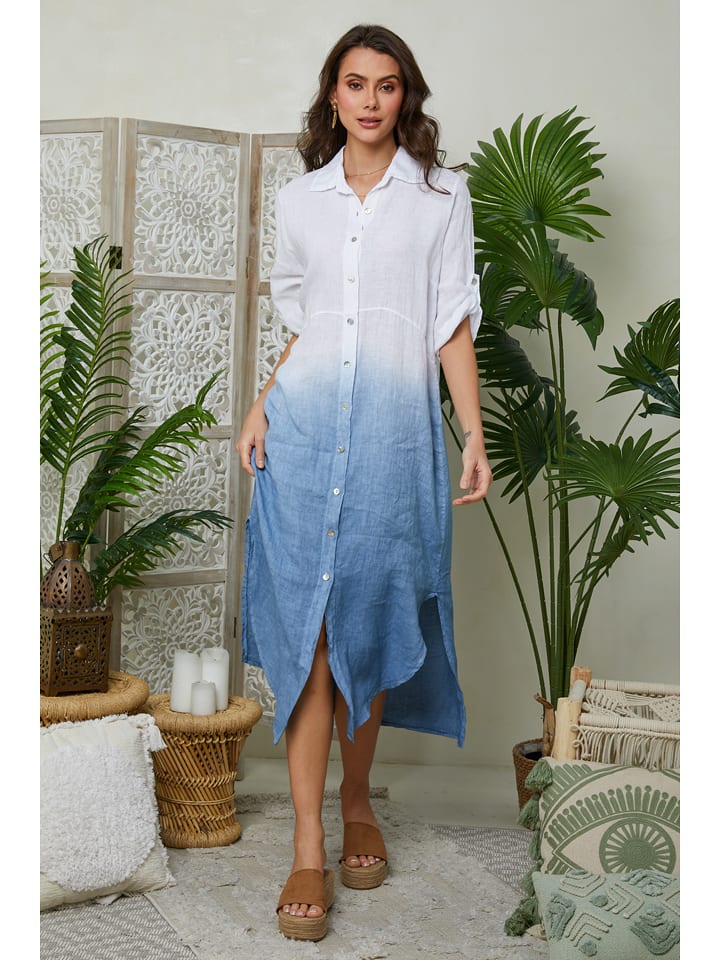 Lin Passion Lniana sukienka w kolorze niebieskim rozmiar: 40/42