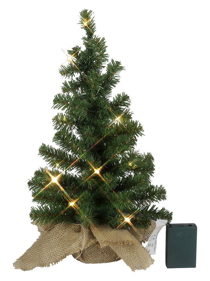 STAR Trading Dekoracyjna choinka LED "Jute" w kolorze zielonym - wys. 45 cm rozmiar: onesize