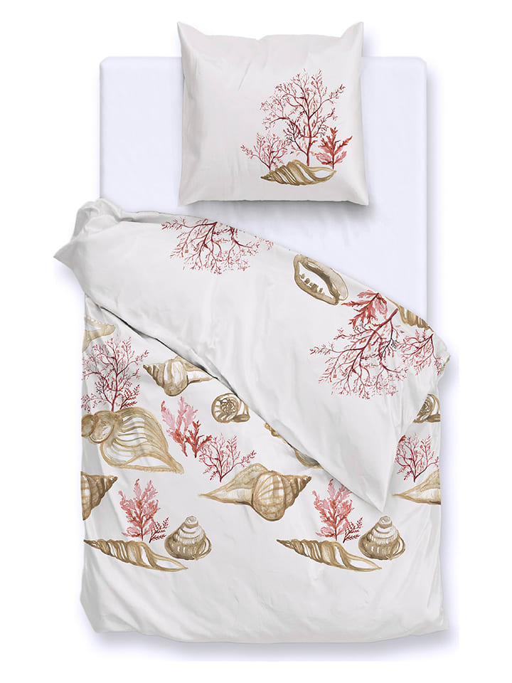 Zo!Home Komplet pościeli "Guscio" w kolorze jasnoróżowo-beżowym z mako-satyny rozmiar: 240x220 cm