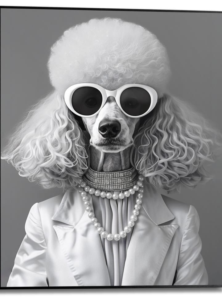 Orangewallz Druk artystyczny "Poodle Coco" w ramce rozmiar: 40x50 cm