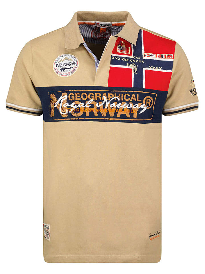 Geographical Norway Koszulka polo "Kidney" w kolorze beżowo-czerwono-czarnym rozmiar: 116