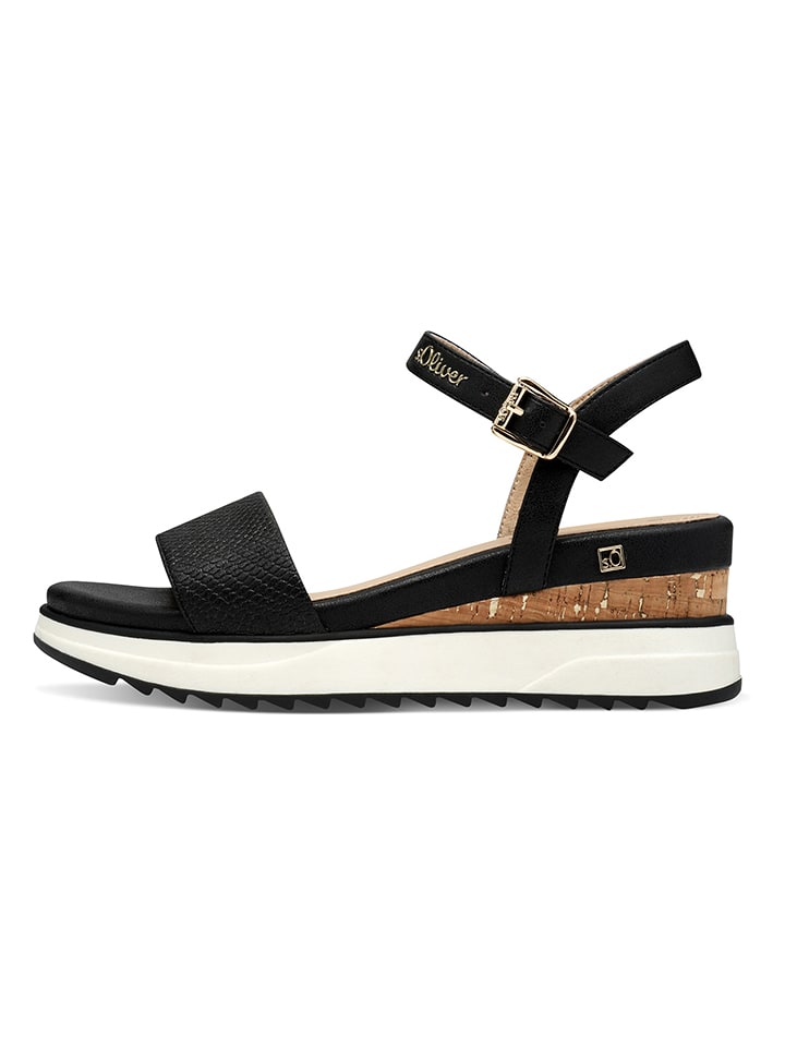 s.Oliver Sandały w kolorze czarnym na koturnie rozmiar: 39