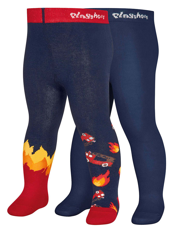 Playshoes Rajstopy (2 pary) w kolorze granatowo-czerwonym rozmiar: 110/116
