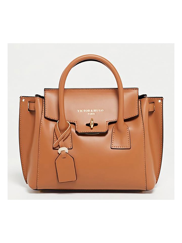 Victor & Hugo Paris Skórzana torebka "Jany" w kolorze karmelowym - 25 x 19 x 7 cm rozmiar: onesize