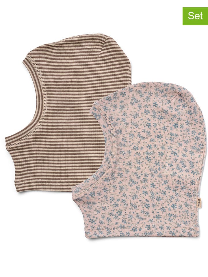 Wheat Czapki (2 szt.) "Kim" w kolorze jasnobrązowo-jasnoróżowym rozmiar: 52-53 cm