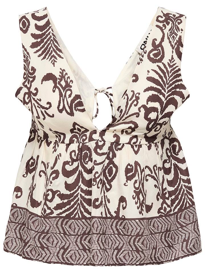 ONLY Top w kolorze brązowo-kremowym rozmiar: L