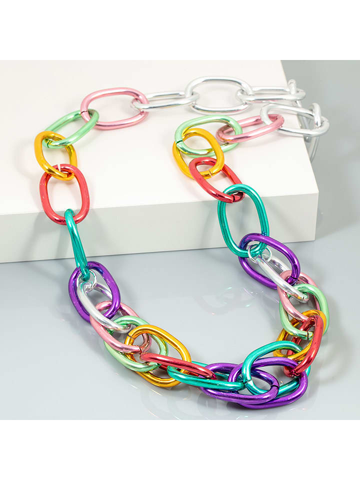 LA CHIQUITA Posrebrzany naszyjnik z elementami ozdobnymi - dł. 70 cm rozmiar: onesize