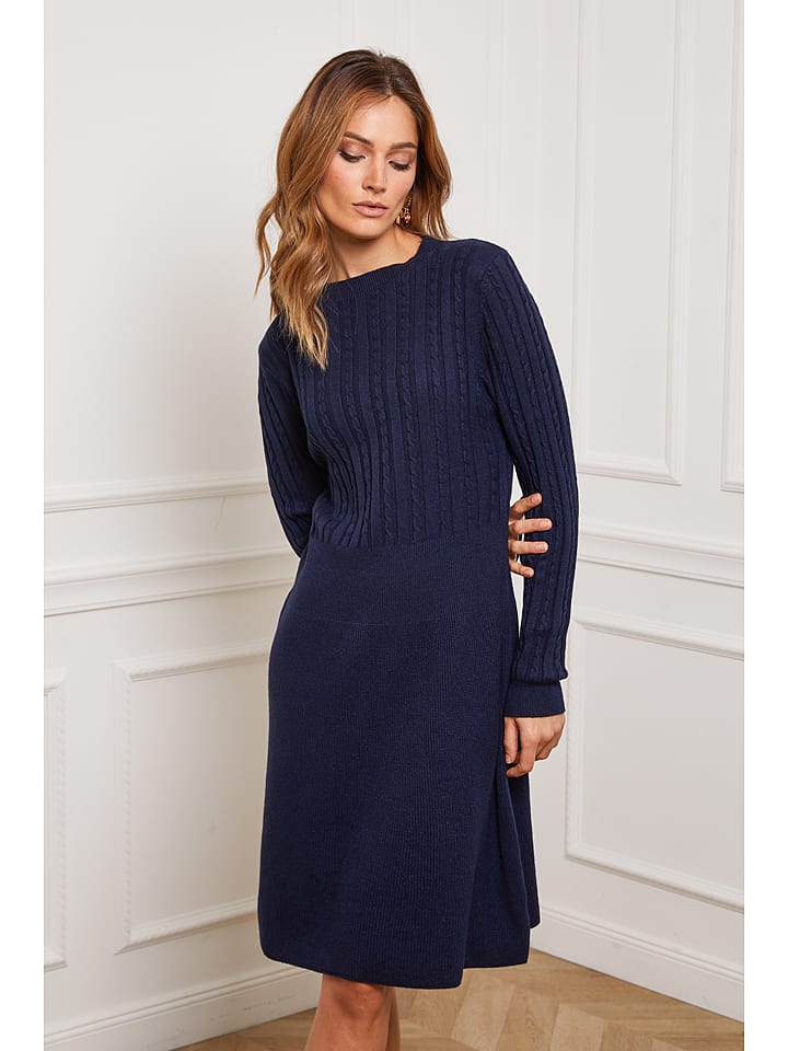 Joséfine Sukienka dzianinowa "Fanola" w kolorze granatowym rozmiar: S
