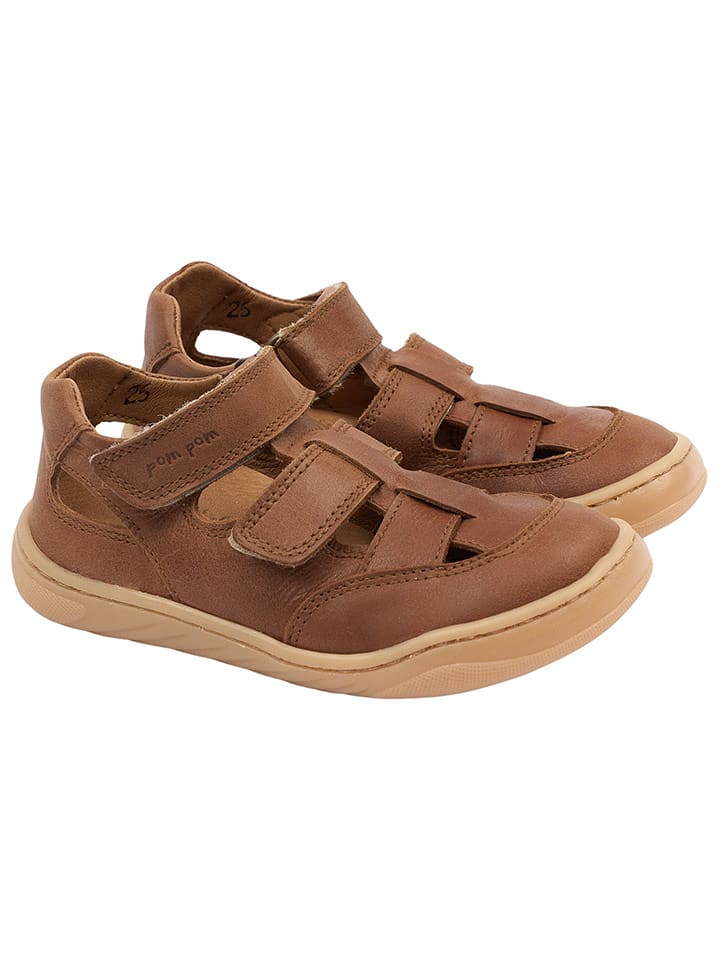 POM POM Skórzane buty w kolorze jasnobrązowym do chodzenia na boso rozmiar: 25