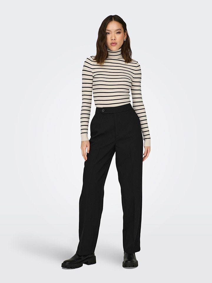 JDY Sweter w kolorze beżowo-czarnym rozmiar: L