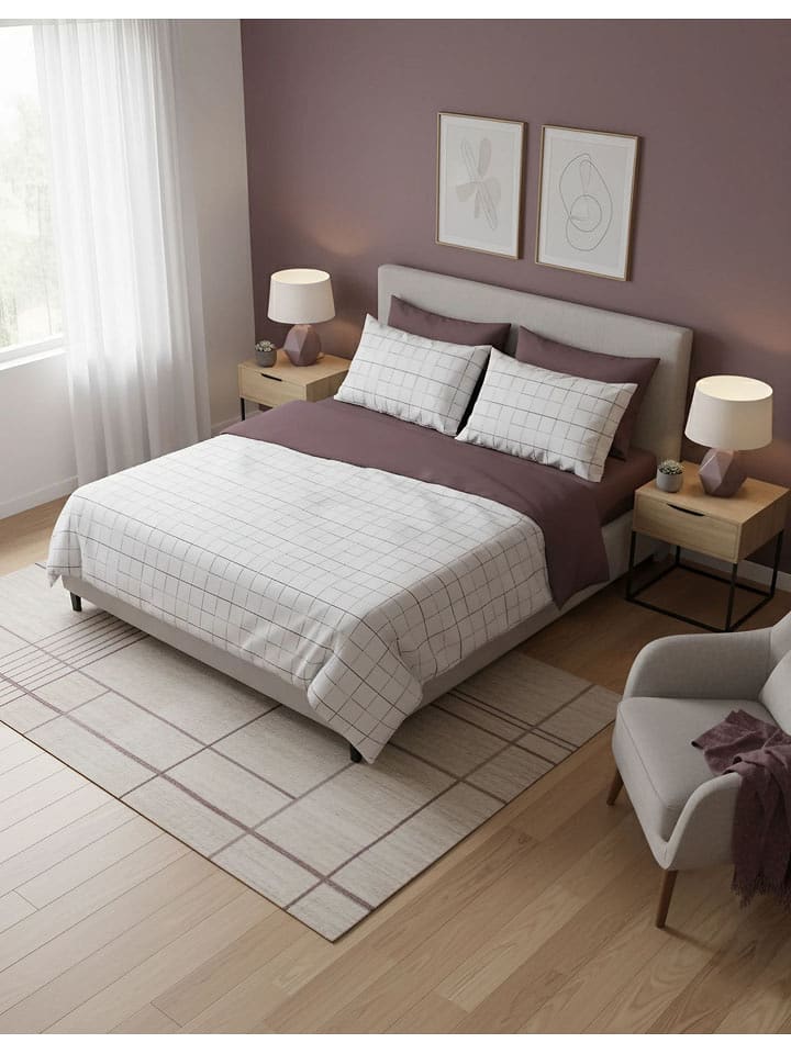 Mijolnir Komplet pościeli renforcé w kolorze fioletowo-białym rozmiar: 140x200 cm