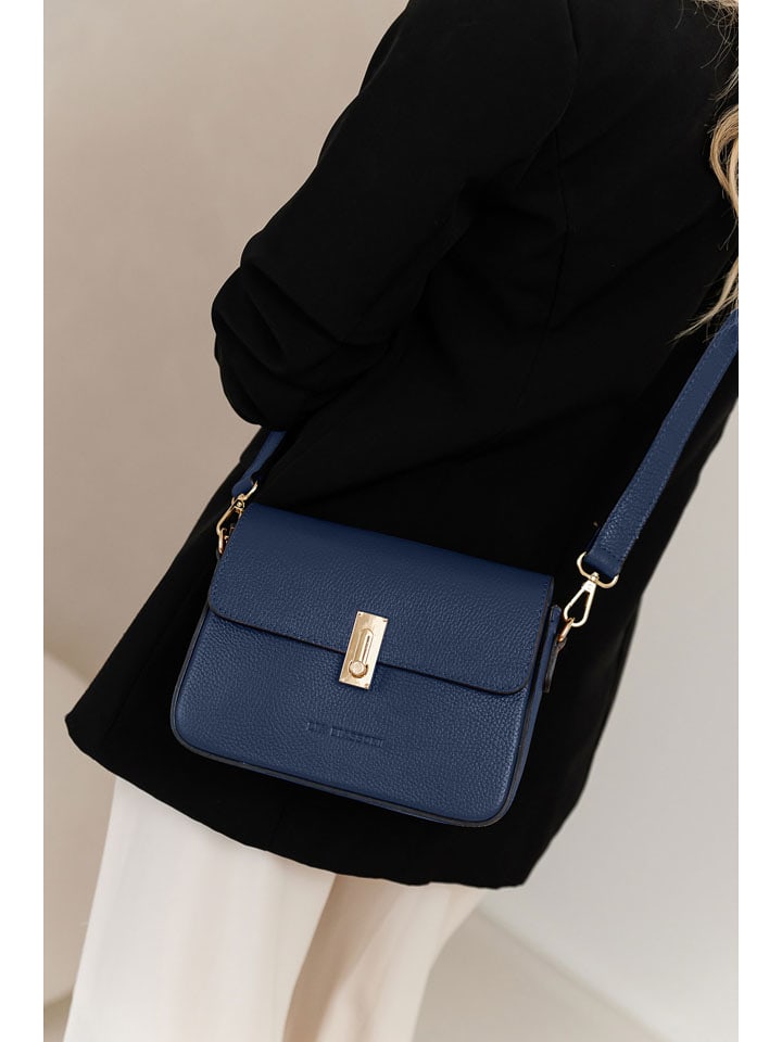 Lia Biassoni Skórzana torebka w kolorze granatowym - 22 x 16 x 7 cm rozmiar: onesize