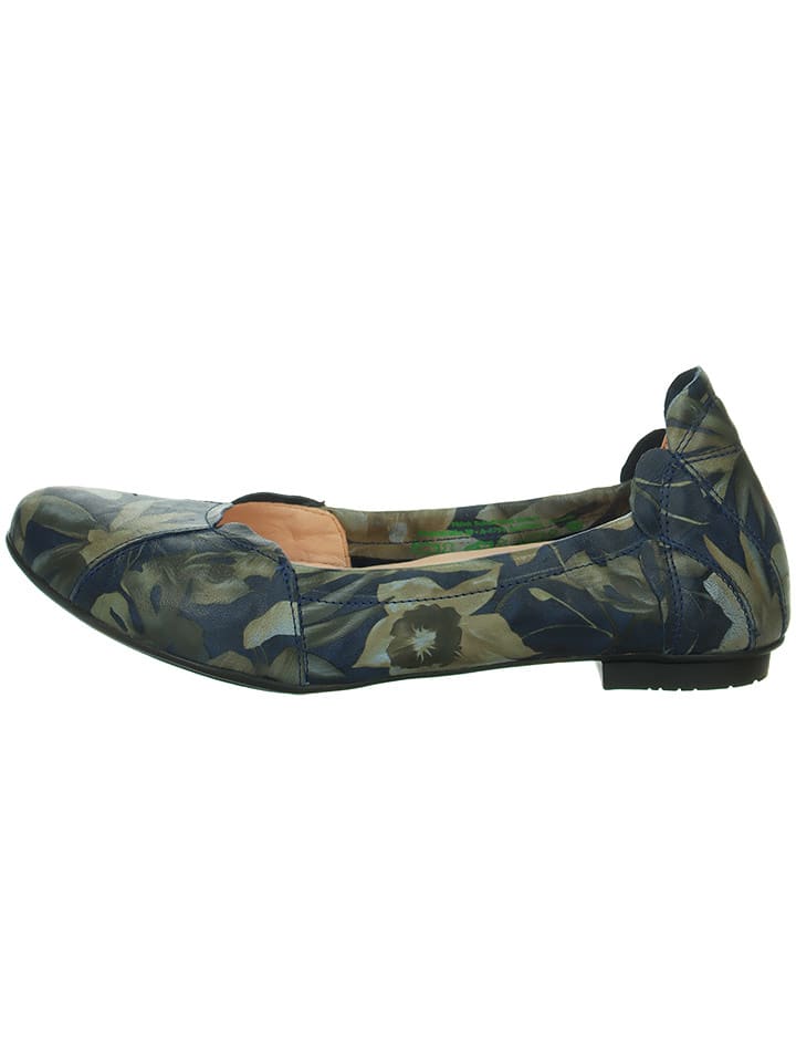 Think! Skórzane baleriny "Balla" w kolorze granatowo-zielonym rozmiar: 38