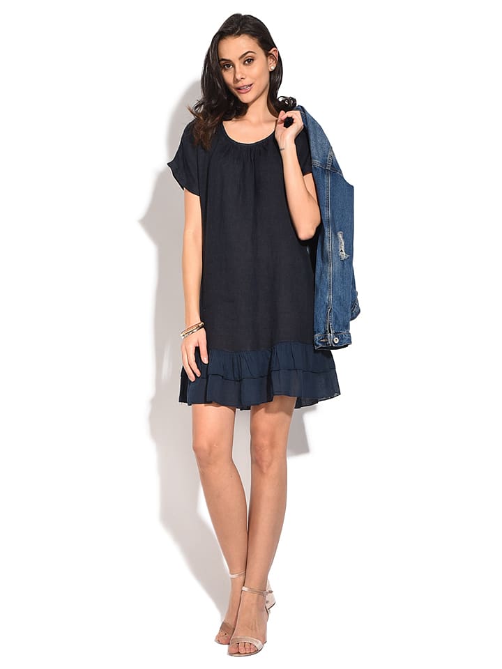 Le Jardin du Lin Lniana sukienka w kolorze granatowym rozmiar: 38