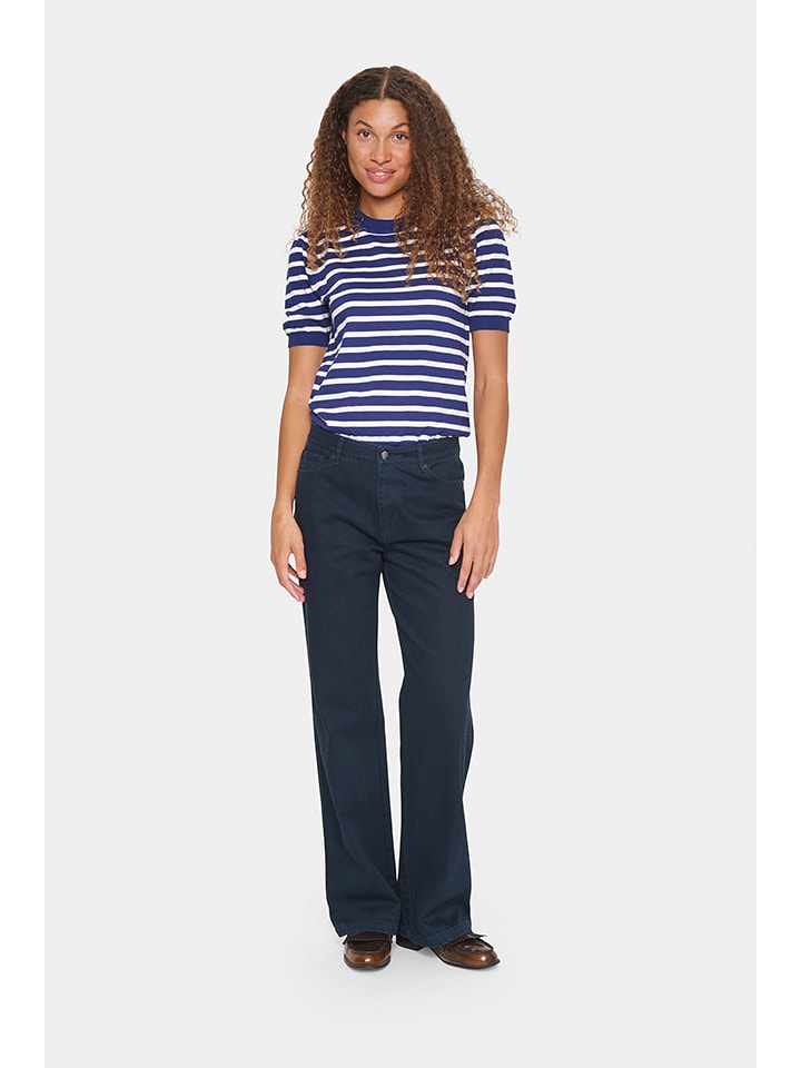 SAINT TROPEZ Sweter w kolorze granatowo-białym rozmiar: M