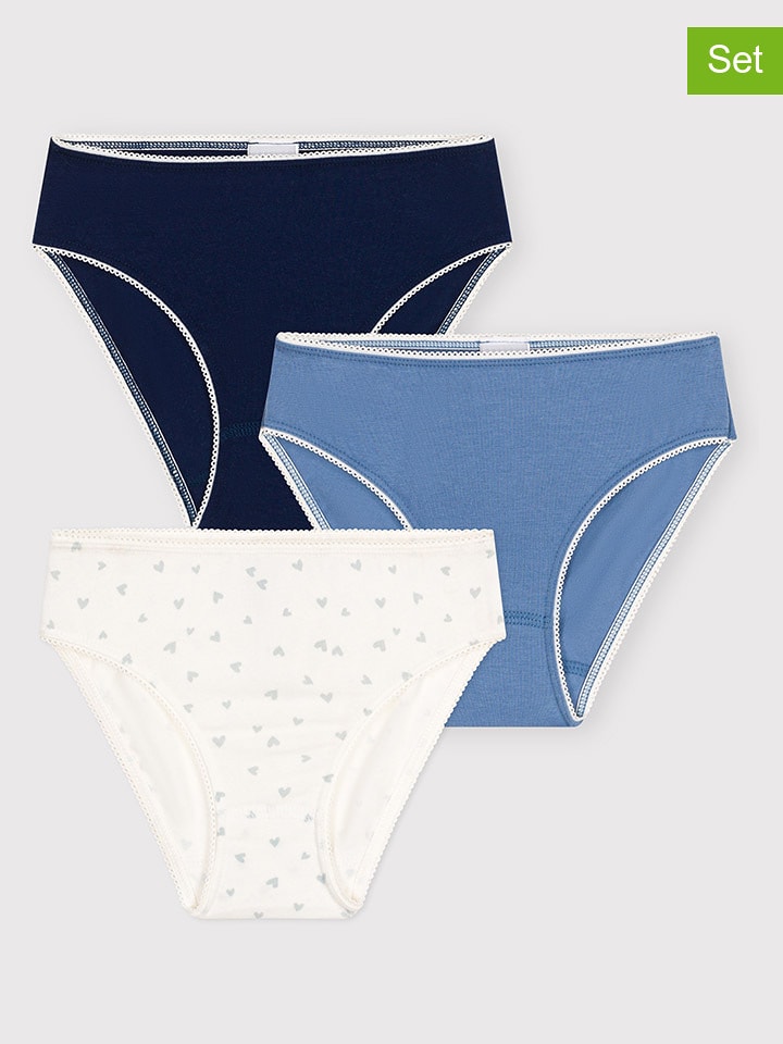 PETIT BATEAU Majtki (3 pary) w kolorze biało-granatowo-niebieskim rozmiar: 86