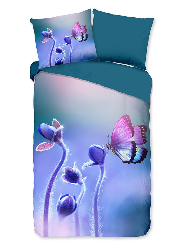 Pure Komplet pościeli "Davine" w kolorze morsko-fioletowym z mikrofibry rozmiar: 200x200/220 cm