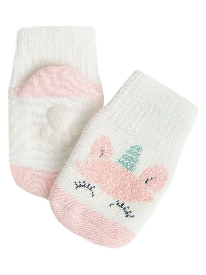 COOL CLUB Skarpety w kolorze biało-jasnoróżowym rozmiar: 16-18