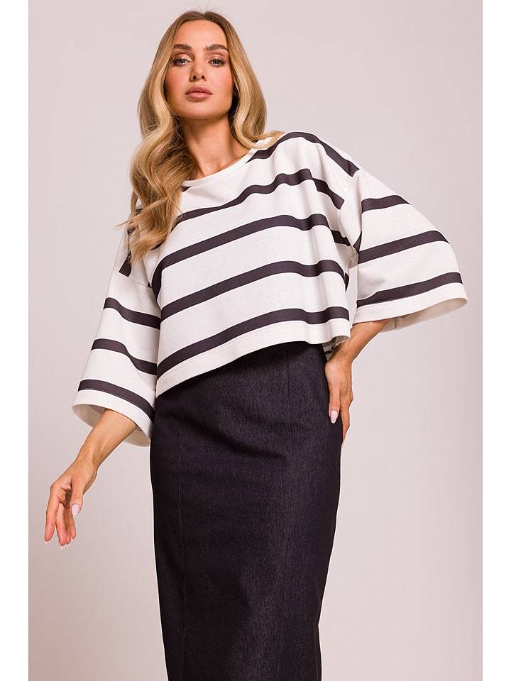 made of emotion Bluzka w kolorze biało-czarnym rozmiar: L/XL