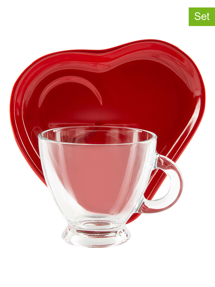 Trendy Kitchen by EXCÉLSA Filiżanki (2 szt.) w kolorze czerwonym rozmiar: onesize