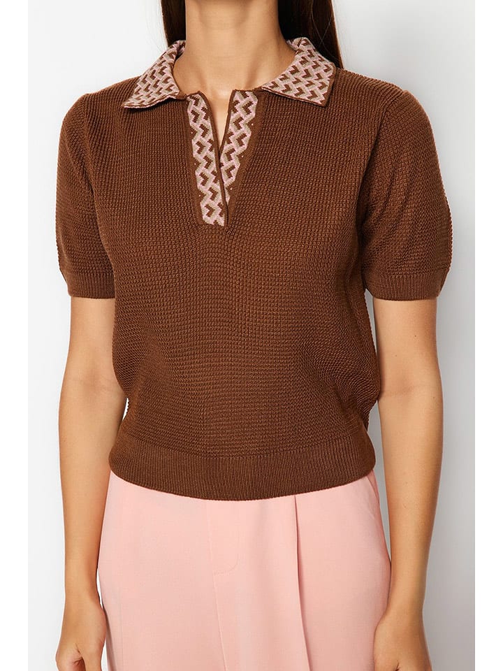 trendyol Bluzka w kolorze beżowo-jasnobrązowym rozmiar: L