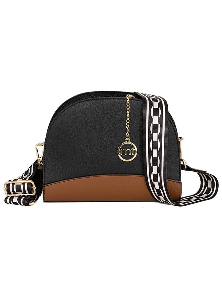 Mia Tomazzi Skórzana torebka w kolorze czarno-jasnobrązowym - 26 x 20 x 8 cm rozmiar: onesize