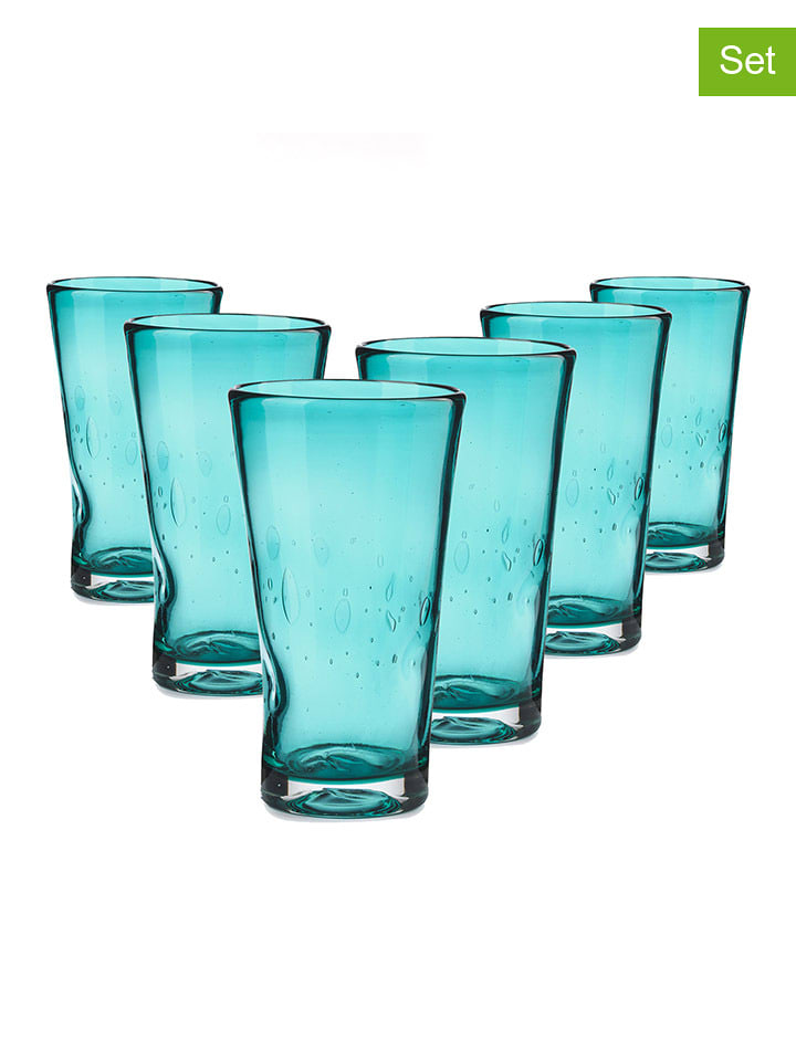 Onlylux Szklanki (6 szt.) "Eolo" w kolorze turkusowym - wys. 14 cm rozmiar: onesize