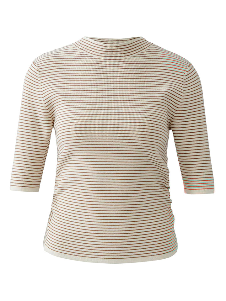 Oui Sweter w kolorze biało-jasnobrązowym rozmiar: 38