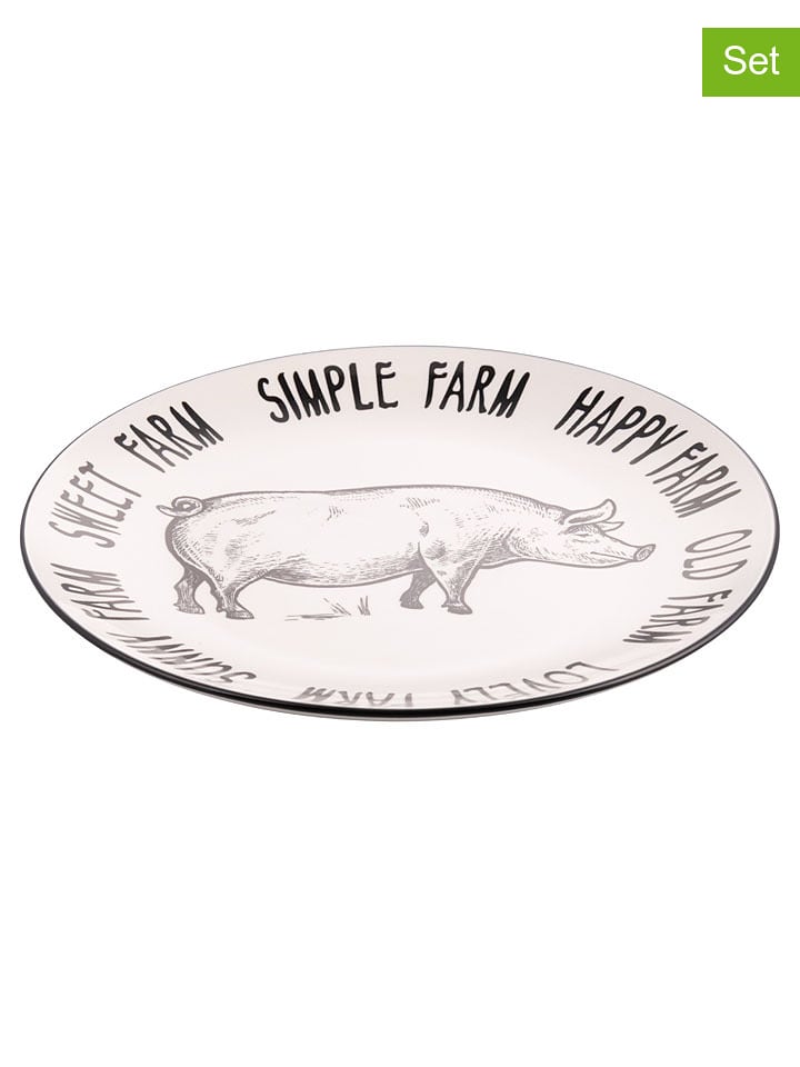 Villa d´Este Talerze obiadowe (6 szt.) "Pig" w kolorze czarno-białym - Ø 27 cm rozmiar: onesize
