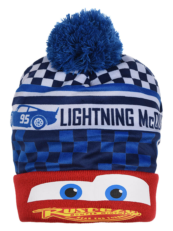 Disney Cars Czapka "Auta" w kolorze niebiesko-biało-czerwonym rozmiar: 52 cm