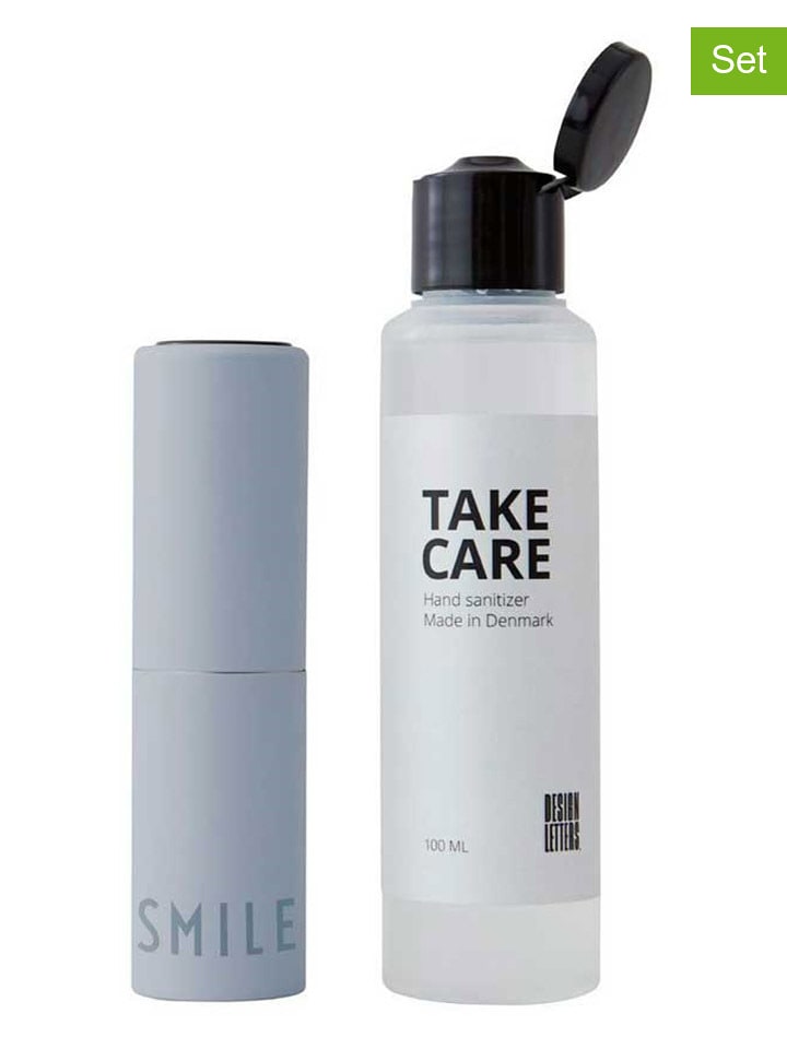 Design Letters 2-częściowy zestaw "Smile" w kolorze błękitnym do dezynfekcji rąk rozmiar: onesize