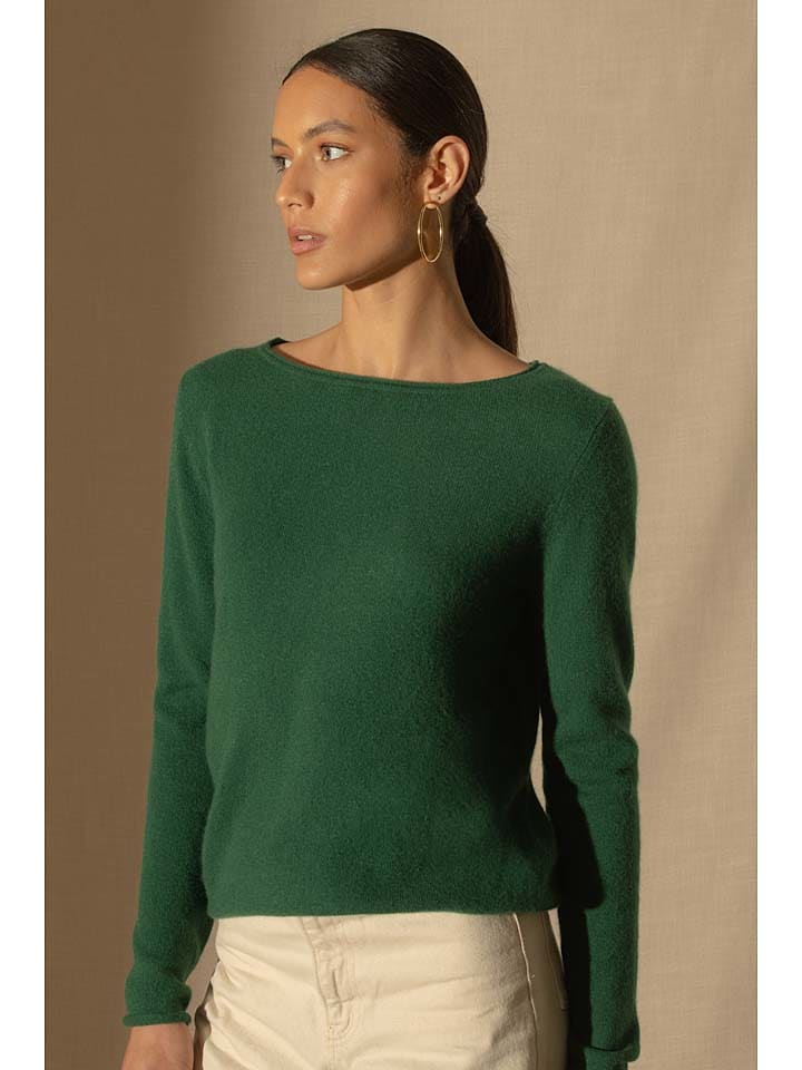 Perfect Cashmere Kaszmirowy sweter "Megan" w kolorze zielonym rozmiar: M