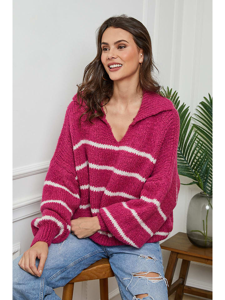 So Cachemire Sweter "Althena" w kolorze różowo-kremowym rozmiar: L