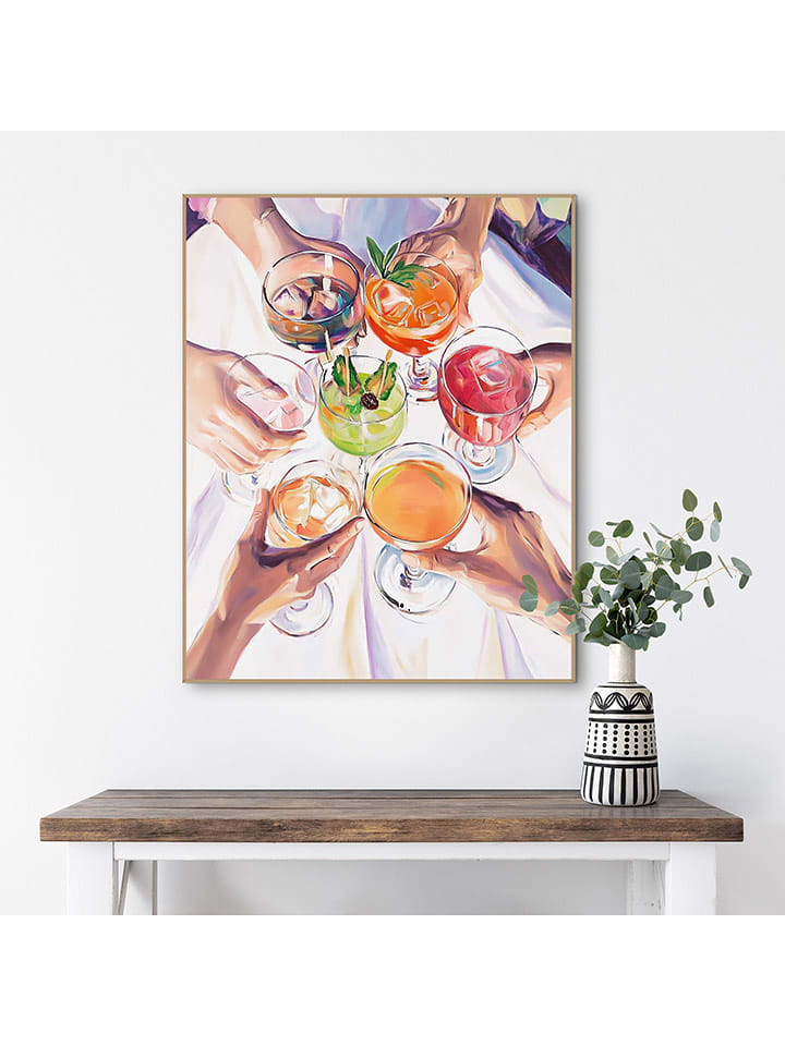 Orangewallz Druk artystyczny "Cocktail Cheers" w ramce rozmiar: 40x50 cm