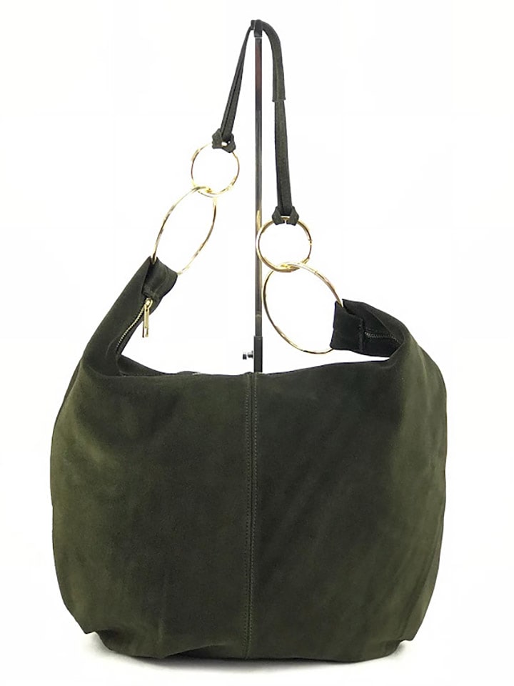 Amara Skórzany shopper bag "Rosita" w kolorze zielonym - 46 x 35 x 7 cm rozmiar: onesize