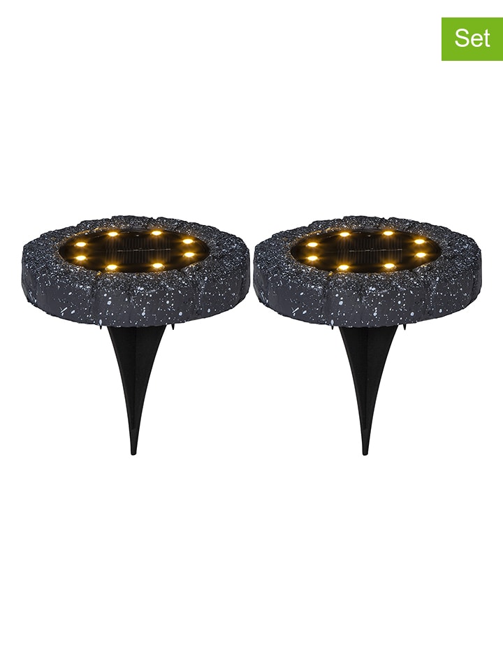 STAR Trading Solarne lampy ogrodowe LED (2 szt.) "Lawnlight" w kolorze czarnym - Ø 11 cm rozmiar: onesize