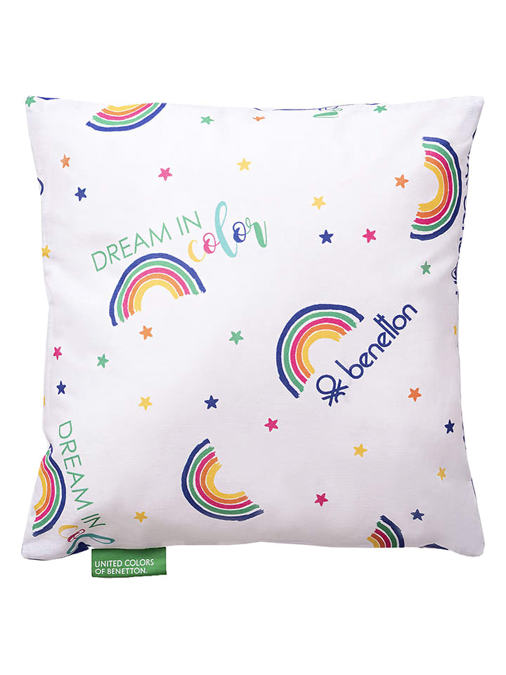 Benetton Poduszka "Rainbow" w kolorze białym ze wzorem rozmiar: 30x30 cm