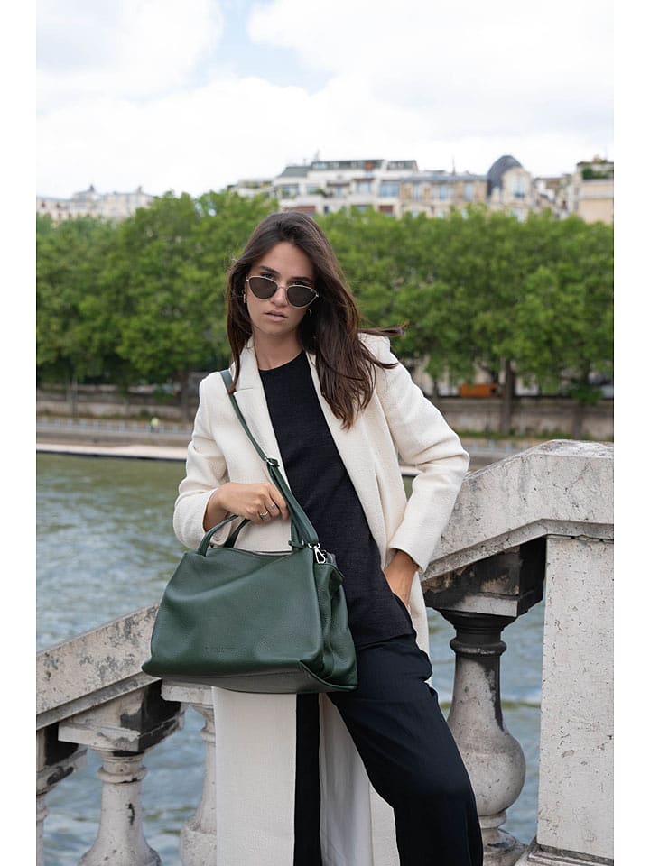 maison héritage PARIS Skórzany shopper bag "Emerald" w kolorze ciemnozielonym - 42 x 28 x 22 cm rozmiar: onesize