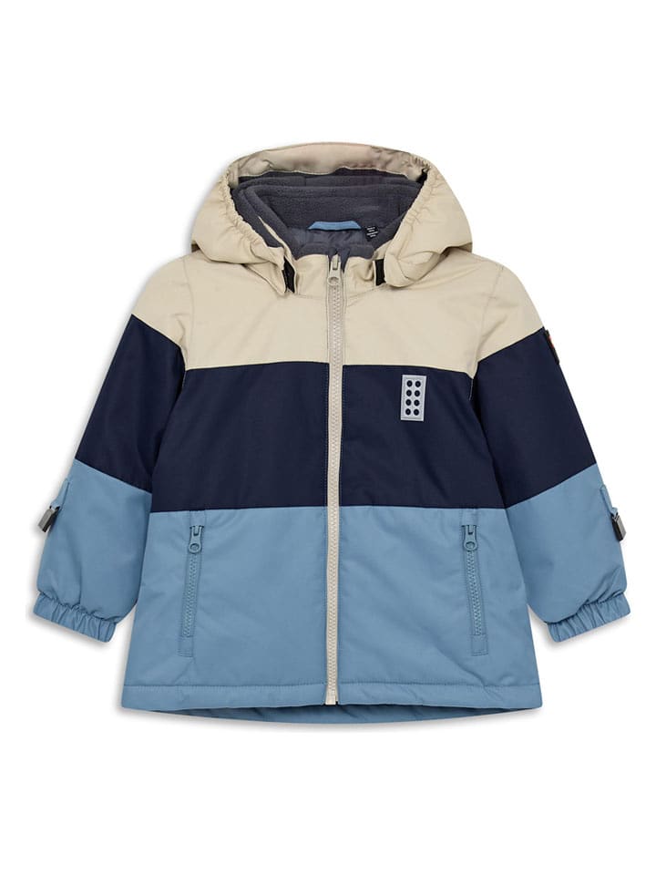 LEGO Kurtka narciarska "Jeri" w kolorze błękitno-granatowo-beżowym rozmiar: 98