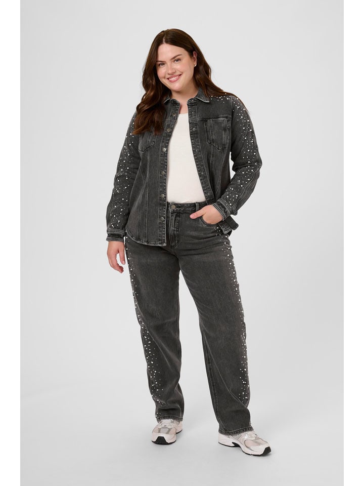 KAFFE curve Kurtka dżinsowa "Petri" w kolorze antracytowym rozmiar: 54