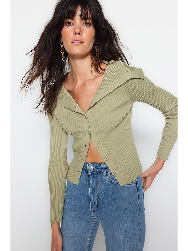 trendyol Kardigan w kolorze zielonym rozmiar: L