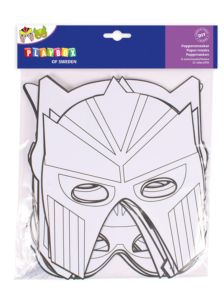 Playbox Tekturowe maski (12 szt.) "Superhero" - 3+ rozmiar: onesize