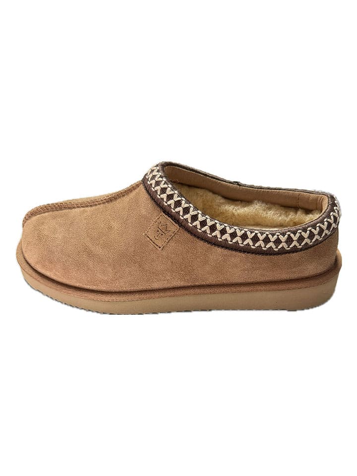 Kaiser Naturfellprodukte Klapki wełnine "Narvik" w kolorze jasnobrązowym rozmiar: 39