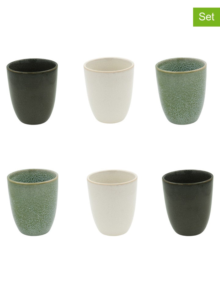 Ard'time Kubki (6 szt.) "Mila" w kolorze zielono-białym - 200 ml rozmiar: onesize