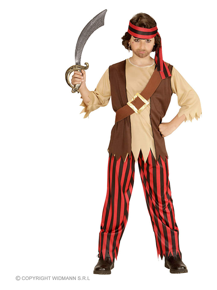 Carnival Party 3-częściowy kostium "Pirat" w kolorze jasnobrązowo-beżowo-czerwonym rozmiar: 128