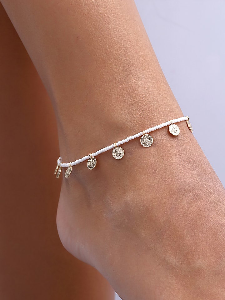 Nakkash Pozłacana bransoletka z elementami ozdobnymi na kostkę rozmiar: onesize