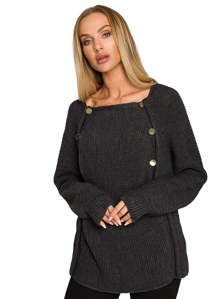 made of emotion Sweter w kolorze antracytowym rozmiar: L/XL